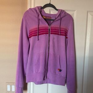 Aviator Nation 4-Stripe Purple Lavender Zip Up Hoodie Size Medium